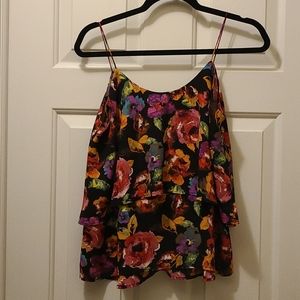 Paper Crane Layered Floral Tank Top Sz Medium